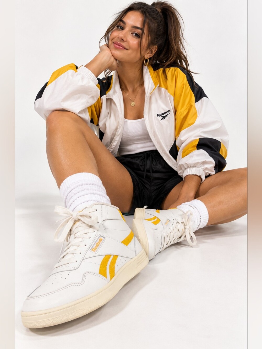 Reebok Club High White Yellow Leather High Top Sneakers Women’s 8.5 Men’s 7